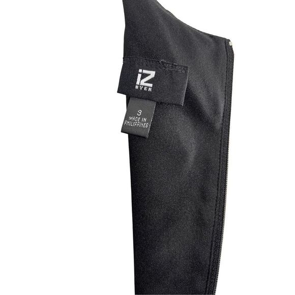 Sleeveless Cocktail Dress Fit & Flare Black Tan Stripes Size 3 Keyhole Neckline - Picture 8 of 9